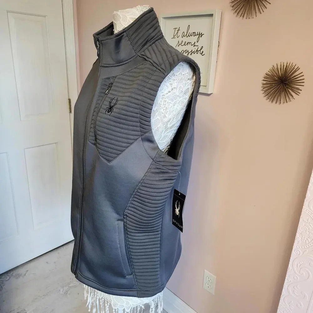 NWT Spyder Gray Vest logo little on back I thought it was a spyder logo FYI - Picture 2 of 5